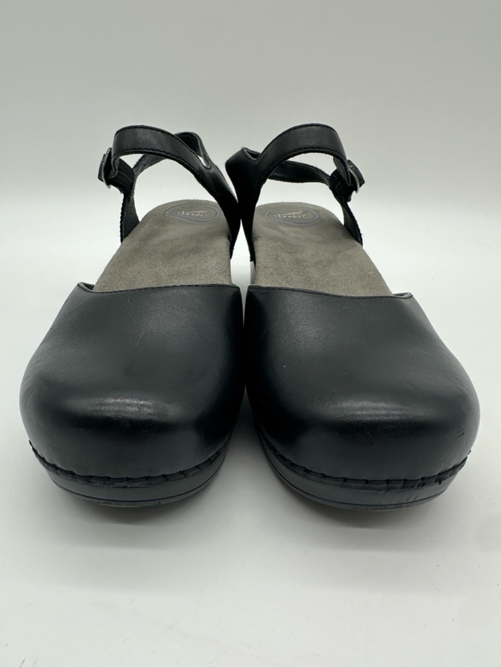 Dansko Black Leather Mary Jane Clog Heels - Picture 2 of 9